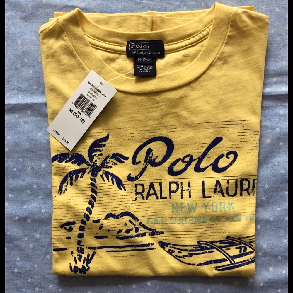 Ralph Lauren yellow cotton Graphic Tee NWT, size M